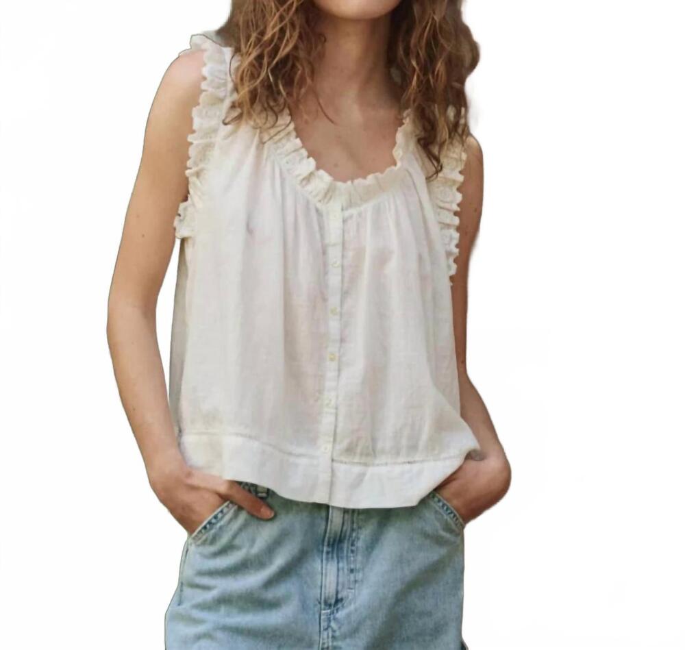 NEW THE GREAT. vignette top in white